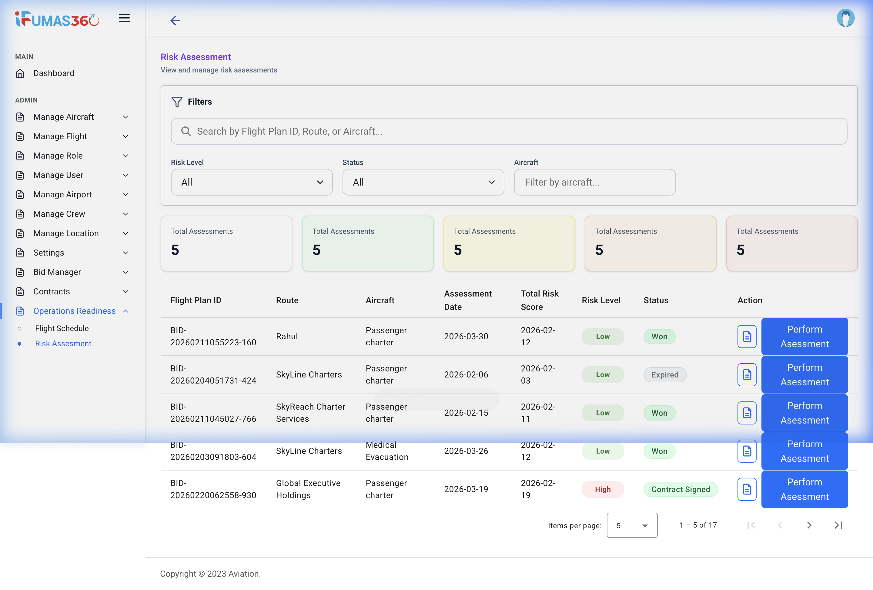 Risk Assessment Interface